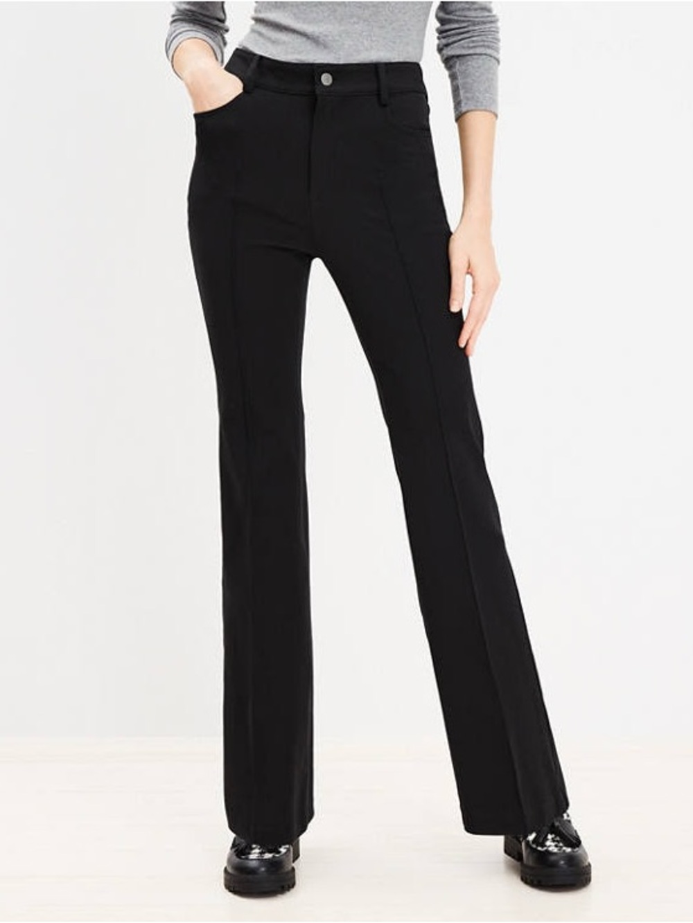 LOFT Five Pocket Slim Flare Pants In Bi-stretch - Black